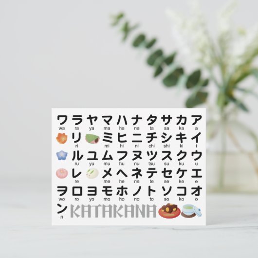Carte Postale Table Katakana japonaise (Wagashi) (Debout devant)
