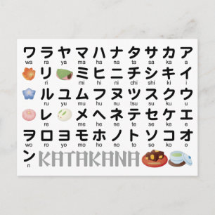 Carte Postale Table Katakana japonaise (Wagashi)