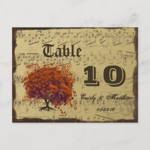 Carte Postale Table Numéro Arbre à Feuilles en Forme de Cœur de