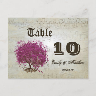 Carte Postale Table Numéro Sangria Coeur Feuille Arbre