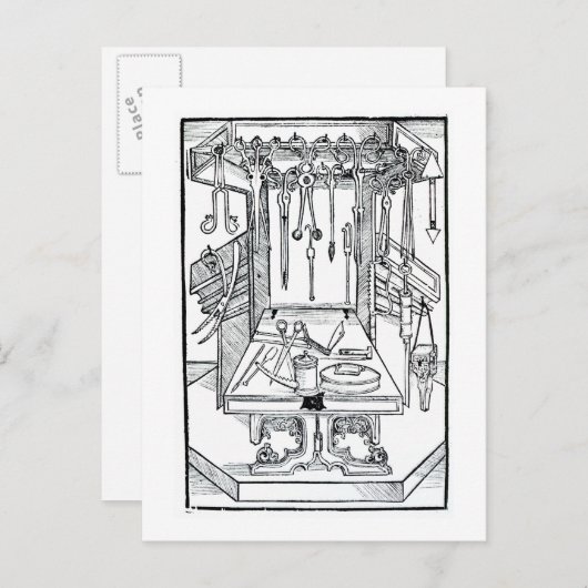 Carte Postale Table opératoire et instruments chirurgicaux, de ' (Devant / Derrière)