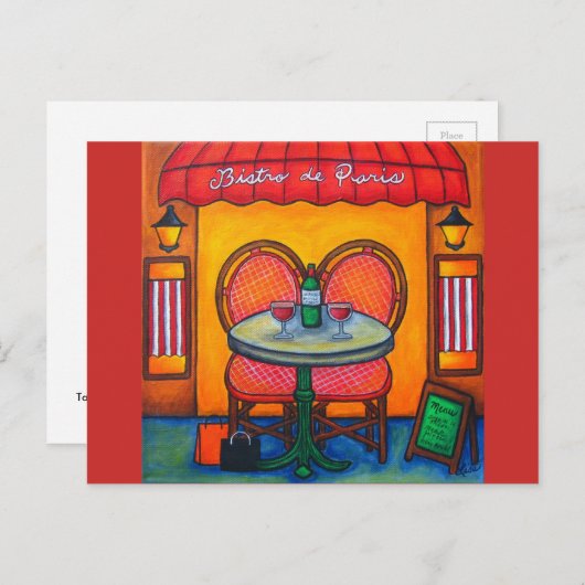 Carte Postale Table pour deux, Paris Bistro Par Lisa Lorenz (Devant / Derrière)