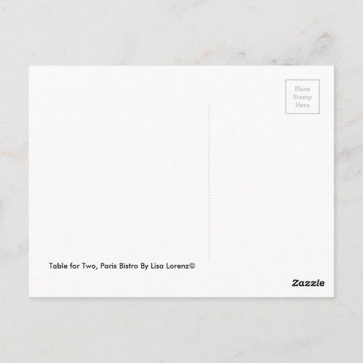 Carte Postale Table pour deux, Paris Bistro Par Lisa Lorenz (Dos)