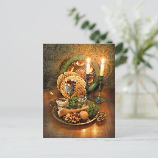 Carte Postale Table, Vin & Matzah (Debout devant)