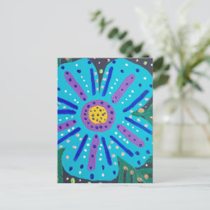 Carte Postale Tableau à fleurs bleues