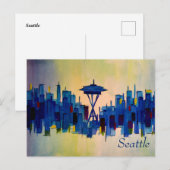 Carte Postale Tableau Abstrait de Seattle Washington (Devant / Derrière)