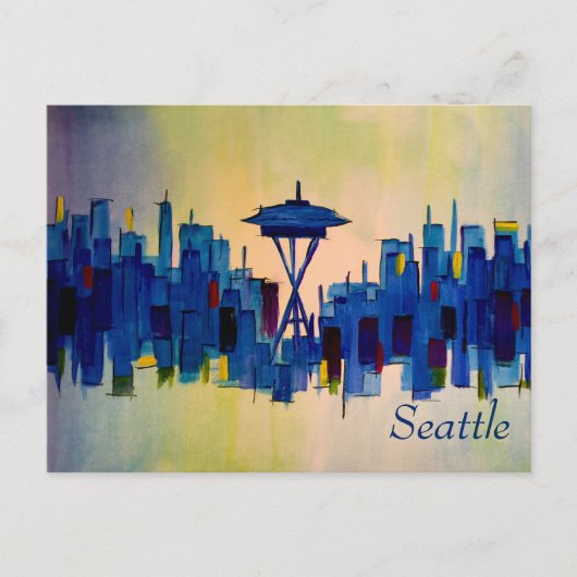 Carte Postale Tableau Abstrait de Seattle Washington (Devant)