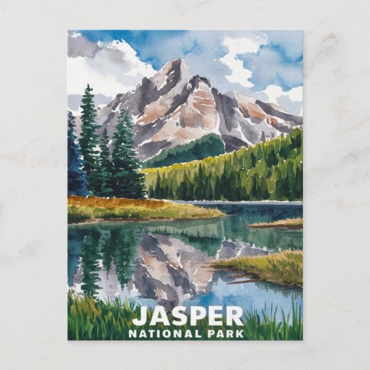 Carte Postale Tableau aquarelle du parc national Jasper (Devant)
