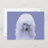 Carte Postale Tableau blanc standard de caniche - Art original d (Devant / Derrière)