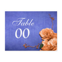 Tableau bleu orange numéro de mariage