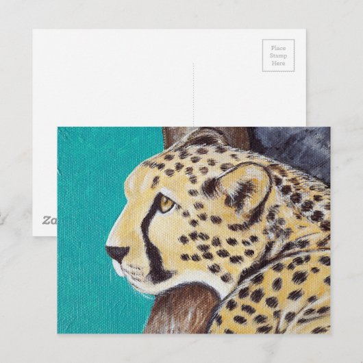 Carte Postale Tableau Cheetah (Devant / Derrière)