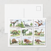 Carte Postale tableau de dinosaures (Devant / Derrière)
