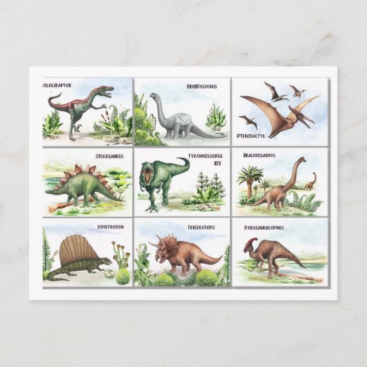 Carte Postale tableau de dinosaures (Devant)