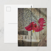 Carte Postale Tableau de la grange de poulet rustique Rooster (Devant / Derrière)