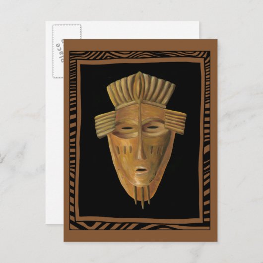 Carte Postale Tableau de Masque Africain par Chariklia Zarris (Devant / Derrière)