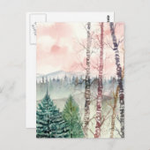 Carte Postale tableau de paysage de bouleaux (Devant / Derrière)