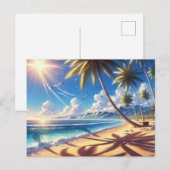 Carte Postale Tableau de plage du Paradis tropical (Devant / Derrière)