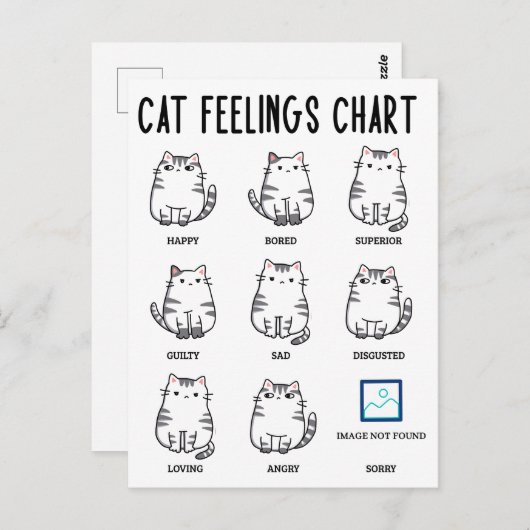 Carte Postale Tableau des sentiments du chat (Devant / Derrière)