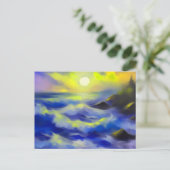 Carte Postale Tableau des vagues bleu foncé sous le soleil (Debout devant)