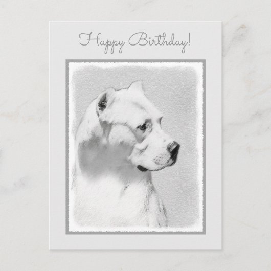 Carte Postale Tableau Dogo Argentino - Art Chien original (Devant)