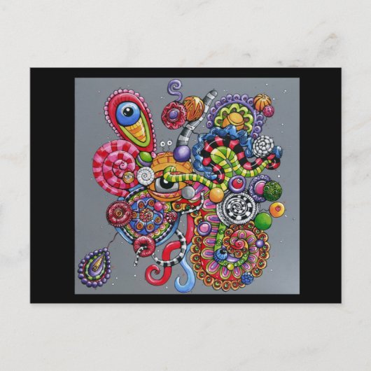 Carte Postale Tableau Doodle Vibrant (Devant)