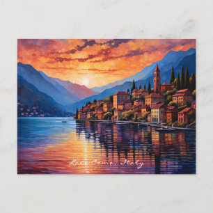 Carte Postale Tableau du coucher de soleil du lac de Côme   Ital