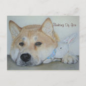 Carte Postale tableau d'un chien réfléchi pensant à vous (Devant)