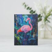 Carte Postale Tableau Flamant rose Abstrait (Debout devant)