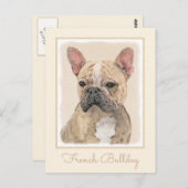 Carte Postale Tableau Français Bulldog (Sable) - Joli Original D (Devant / Derrière)