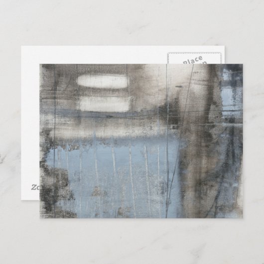 Carte Postale Tableau gris et bleu Abstrait (Devant / Derrière)