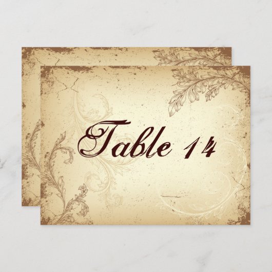 Carte Postale Tableau mariage en feuille de scroll beige Brown (Devant / Derrière)