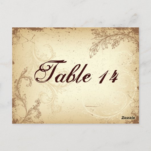 Carte Postale Tableau mariage en feuille de scroll beige Brown (Dos)
