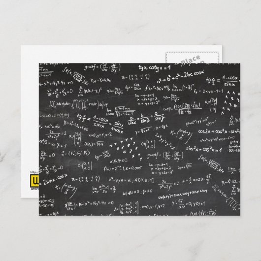Carte Postale Tableau noir avec formules mathématiques (Devant / Derrière)