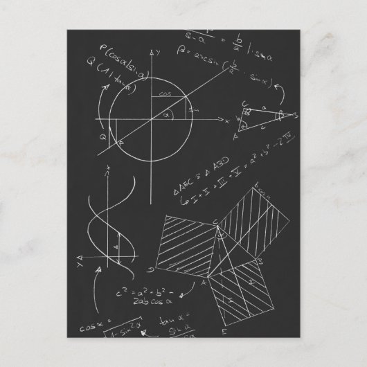 Carte Postale Tableau noir de maths (Devant)