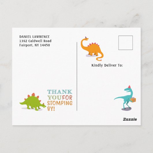 Carte Postale Tableau noir Dinosaur Merci photo Anniversaire (Dos)