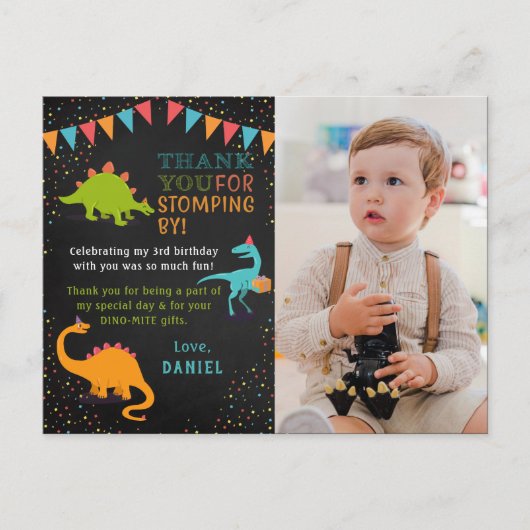 Carte Postale Tableau noir Dinosaur Merci photo Anniversaire (Devant)