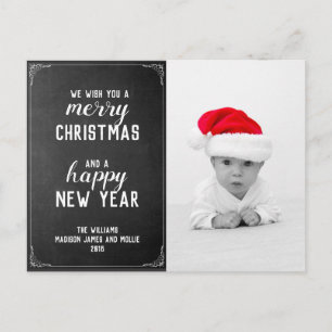 Carte Postale Tableau noir Joyeux Noël Nouvel An Fête Photo