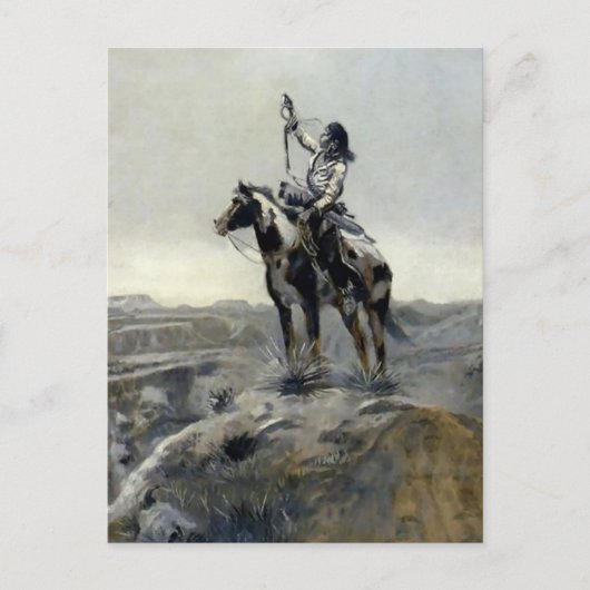 Carte Postale Tableau occidental "Guerre" de Charles M Russell (Devant)