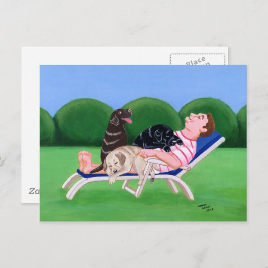 Carte Postale Tableau papa Labrador (Devant / Derrière)