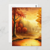 Carte Postale Tableau paysage d'automne-2 (Devant / Derrière)