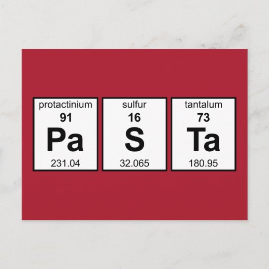 Carte Postale Tableau périodique PaSTa (Devant)