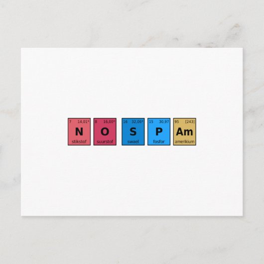 Carte Postale Tableau périodique sans spam (Devant)