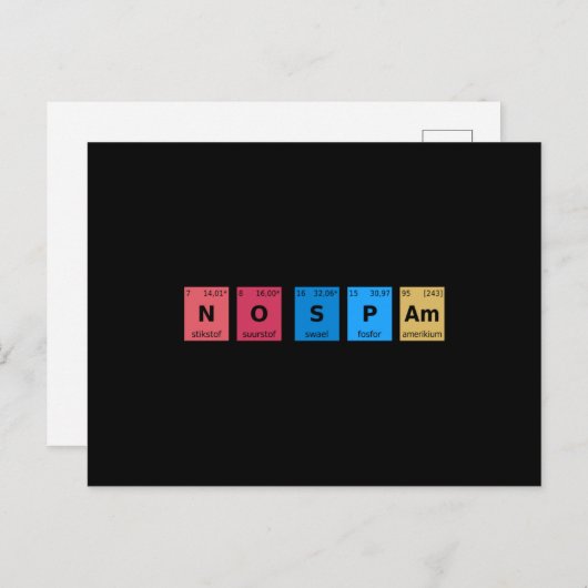 Carte Postale Tableau périodique sans spam (Devant / Derrière)