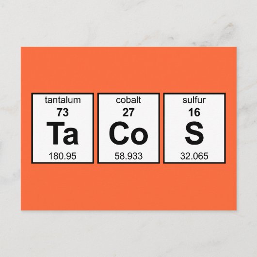 Carte Postale Tableau périodique TaCoS (Devant)