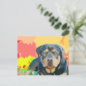 Carte Postale Tableau Portrait Rottweiler (Debout devant)