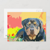 Carte Postale Tableau Portrait Rottweiler (Devant / Derrière)