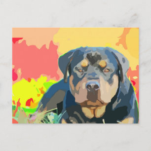 Carte Postale Tableau Portrait Rottweiler