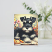 Carte Postale Tableau Schnauzer vintage (Debout devant)