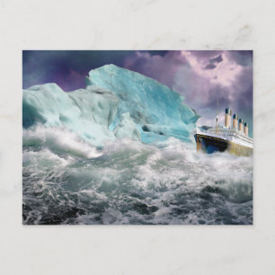 Carte Postale Tableau Titanic et Iceberg RMS