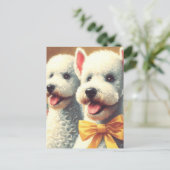 Carte Postale Tableau vintage Bedlington Terrier (Debout devant)